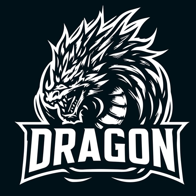 El logotipo del dragón blanco y negro