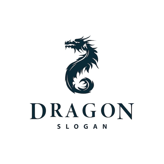 Logotipo del dragón diseño simple leyenda de animales silueta del dragón plantilla de ilustración