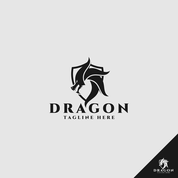 Logotipo del dragón con escudo