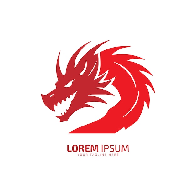 logotipo de dragón mínimo y abstracto icono silueta vector de dos colores