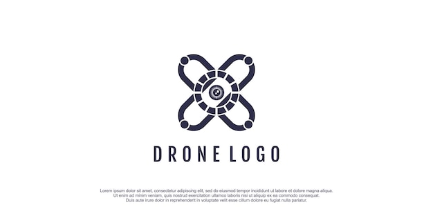 Logotipo de drone con ilustración de vector de icono de diseño de elemento de ojo