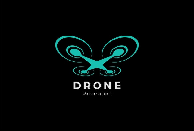 Logotipo de drones logotipo minimalista de drones voladores con vista en perspectiva desde abajo plantilla de logotipo de diseño plano