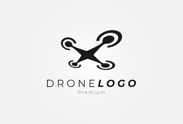 Logotipo de drones Logotipo minimalista de drones voladores con vista en perspectiva desde abajo Plantilla de logotipo de diseño plano