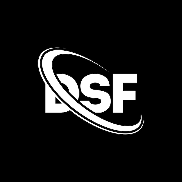 El logotipo DSF (Literatura DSF) Diseño del logotipo de la letra DSF Iniciales Logotipo DSF vinculado con círculo y monograma en mayúscula Logotipo de DSF tipografía para negocios tecnológicos y marca inmobiliaria
