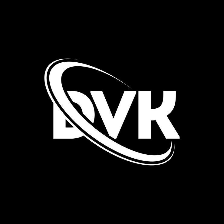 Vector el logotipo dvk, la letra dvk, el diseño del logotipo de la carta dvk, las iniciales dvk, vinculado con círculo y mayúscula, el logotipo del monograma dvk, tipografía dvk para negocios tecnológicos y marca inmobiliaria.