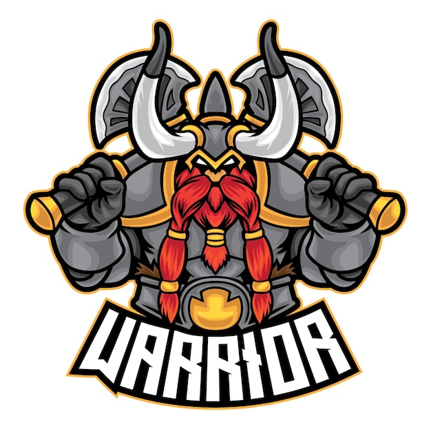 Logotipo de dwarf warrior esport aislado en blanco