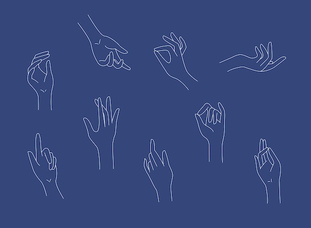Logotipo e icono de la mano de belleza femenina Diseño lineal Ilustración del concepto vectorial