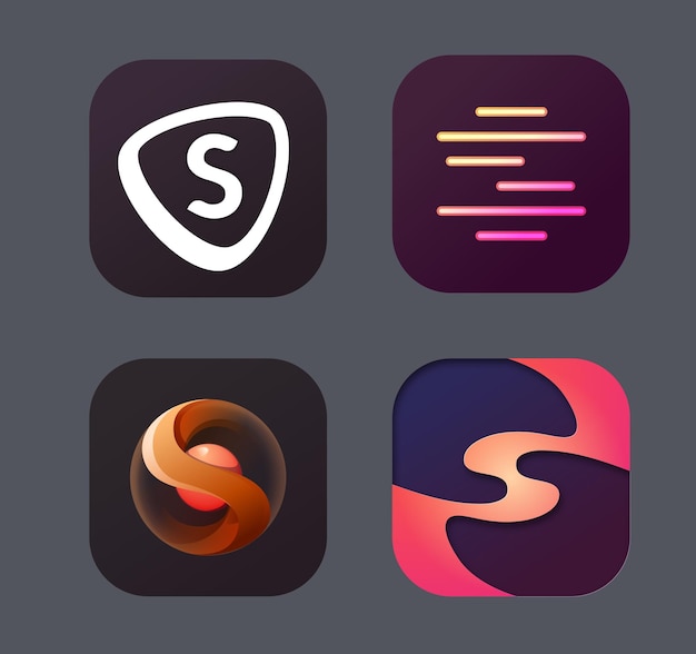 Logotipo e iconos de la letra S. Logotipo S