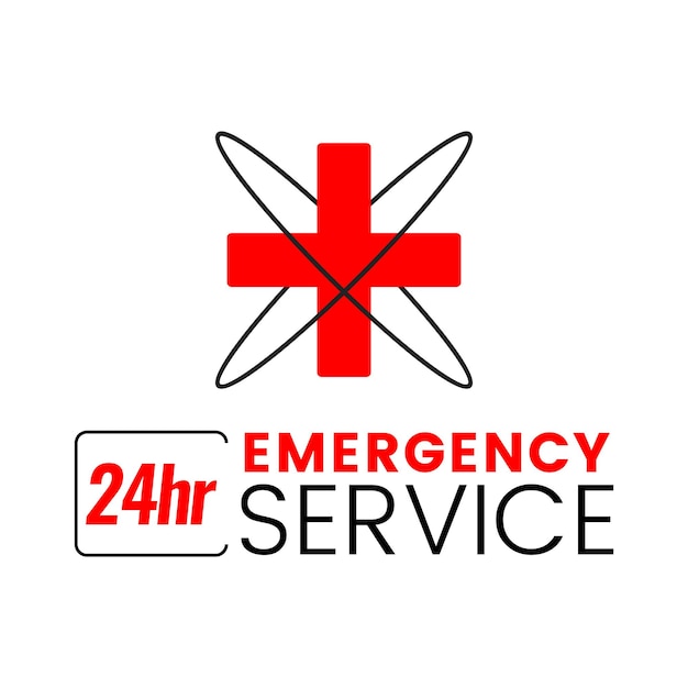 Logotipo e ilustración vectorial del servicio de emergencia las 24 horas.