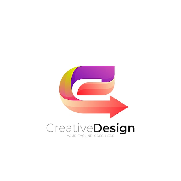 Logotipo E Logotipo de letra E y combinación de diseño de flecha