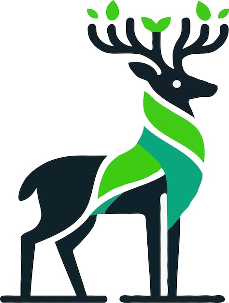 Logotipo e vector del ilustrador de ciervos verdes