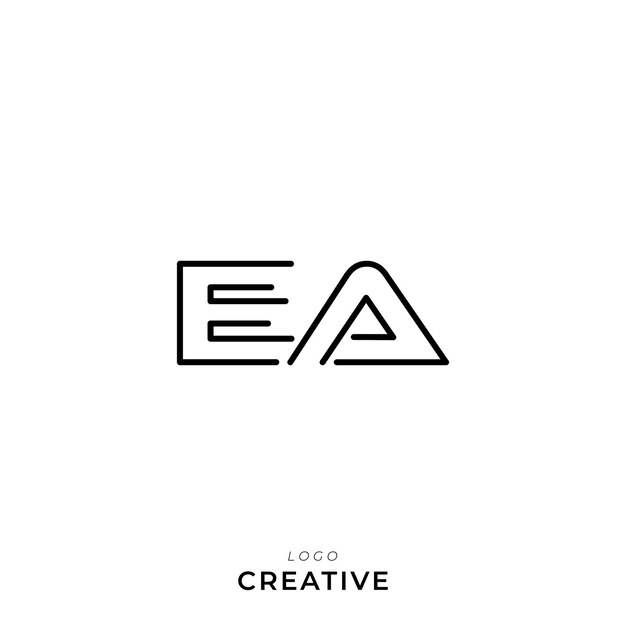 El logotipo de EA se basa en el modelo vectorial, el monograma colorido, el símbolo, la fuente, el logotipo, el diseño moderno y el logotipo inicial.