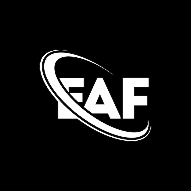 El logotipo de EAF (Letter EAF) Diseño del logotipo de la letra EAF (Initiales EAF) Logotipo vinculado con círculo y monograma en mayúsculas Logotipo EAF tipografía para negocios tecnológicos y marca inmobiliaria