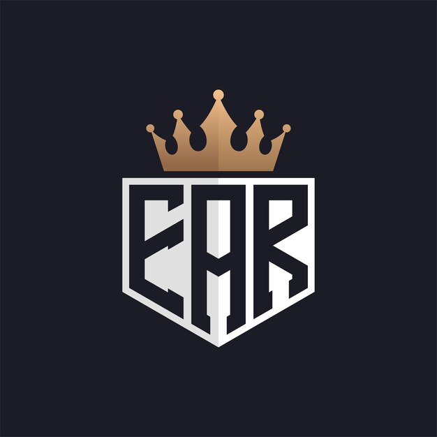 Logotipo EAR de lujo con corona iniciales elegantes logotipo de letra EAR para marcas exclusivas letra EAR monograma para empresas de alta gama