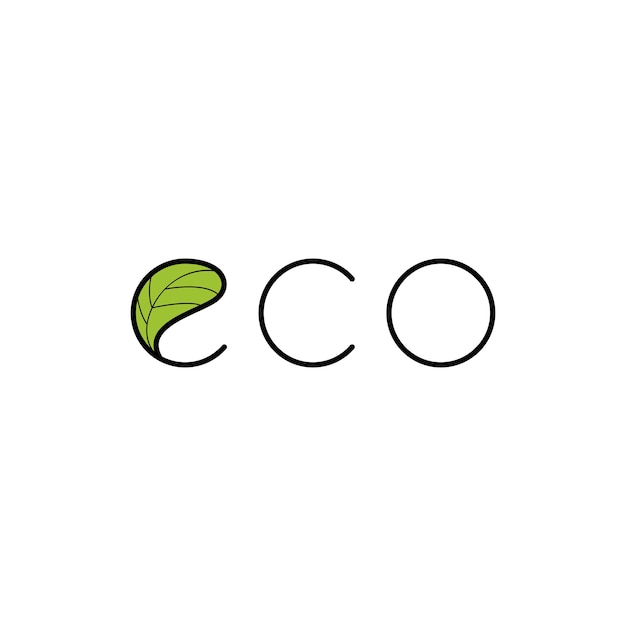 Logotipo ECO con hoja Natural eco Insignias naturales para empresa verde Logotipo minimalista vectorial