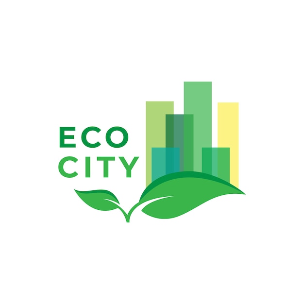 Vector logotipo ecología medio ambiente ciudad ecológica vector icono símbolo diseño minimalista