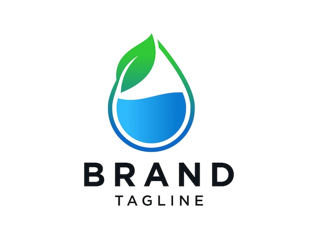 Logotipo de ecología natural abstracta. Combinación de símbolo de agua azul y hoja verde circular.