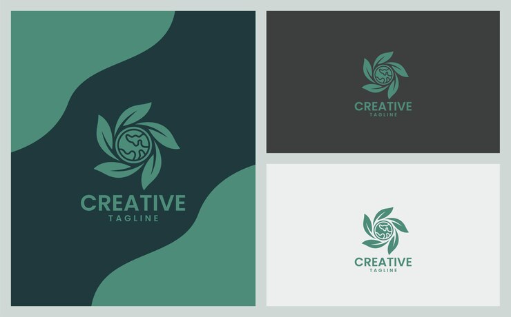 Logotipo ecológico hoja y composición de la tierra salvar la tierra diseño de lujo hojas verdes y tierra