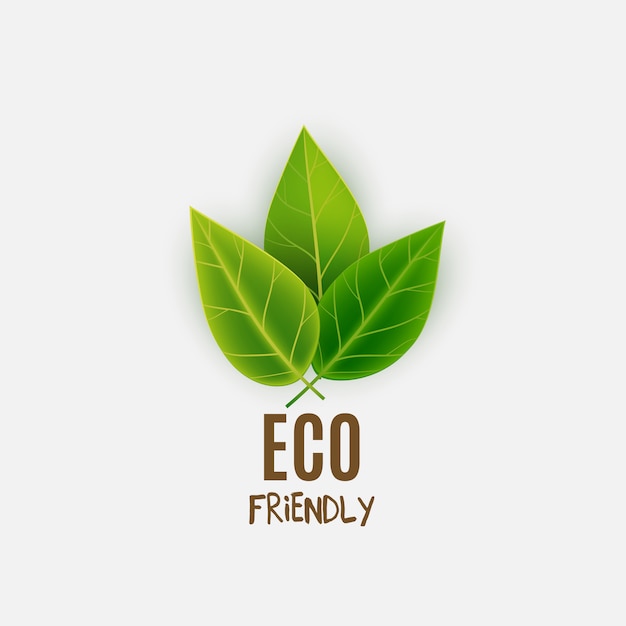 Vector logotipo ecológico con hojas verdes.