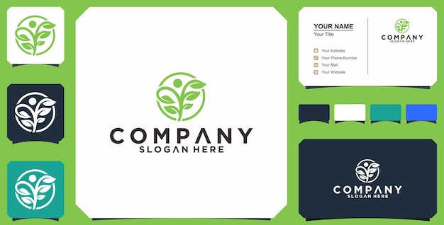 Logotipo ecológico y tarjeta de visita premium.