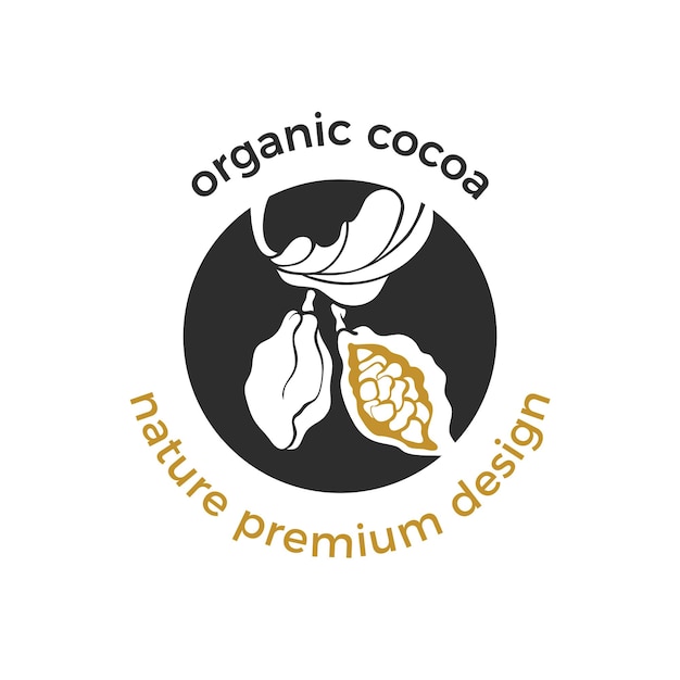 Vector el logotipo ecológico vectorial de la etiqueta orgánica del cacao