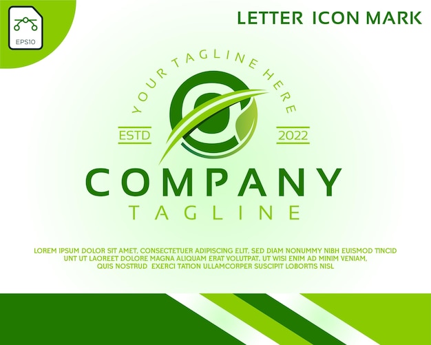 Logotipo ecológico verde con diseño de plantilla de letra O