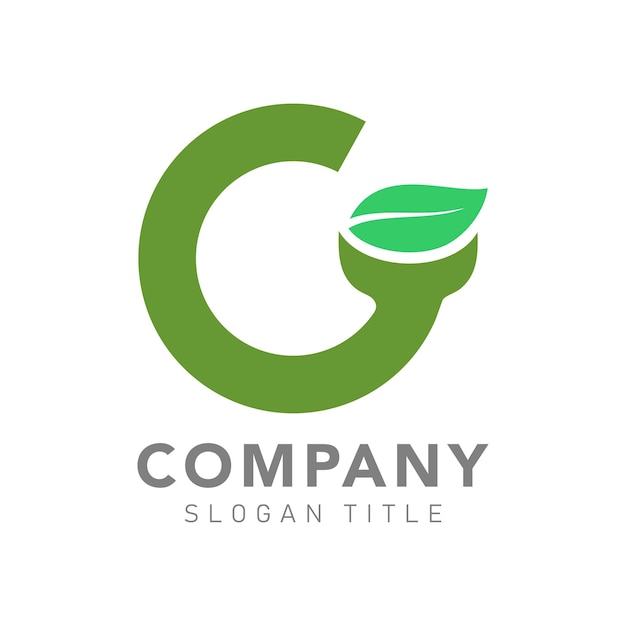 Logotipo ecológico verde con una hoja