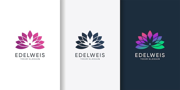 Logotipo de Edelweis con concepto moderno de flor degradada Vector Premium