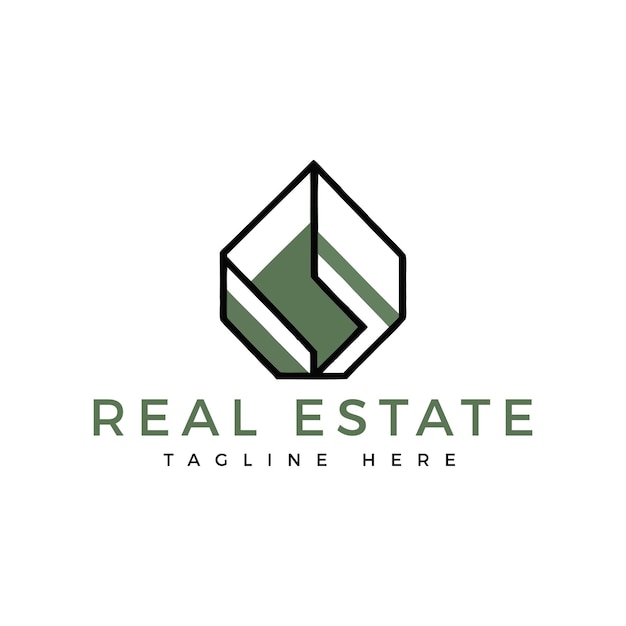 Logotipo de edificio de apartamentos inmobiliarios con diseño de piedra