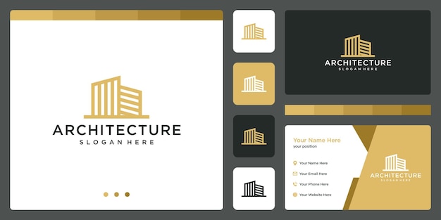 Logotipo de edificio arquitectónico con plantilla de diseño de logotipo de bienes raíces. tarjeta de visita.