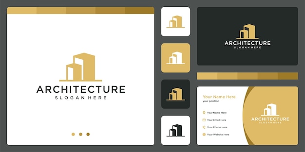 Logotipo de edificio arquitectónico con plantilla de diseño de logotipo de bienes raíces. tarjeta de visita.