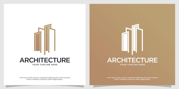 Logotipo de edificio de arte lineal vector premium