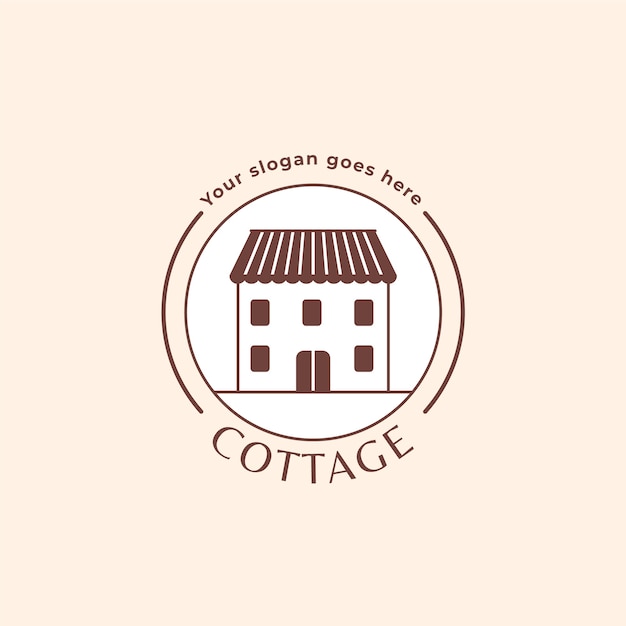 Logotipo de edificio de cabaña dibujado a mano