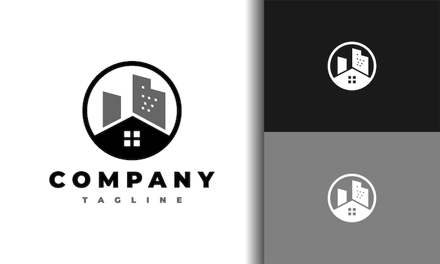 Logotipo del edificio de la casa en círculo