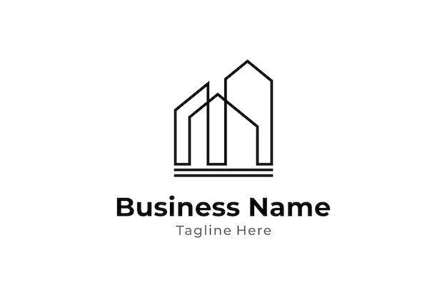 logotipo del edificio de la casa con estilo arquitectónico minimalista simple en estilo de diseño de arte de línea