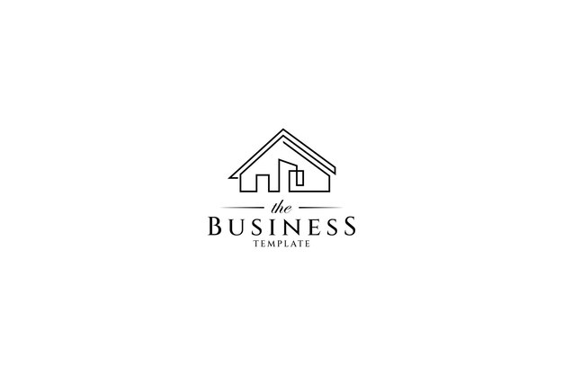 logotipo del edificio de la casa con estilo de diseño de arte de línea