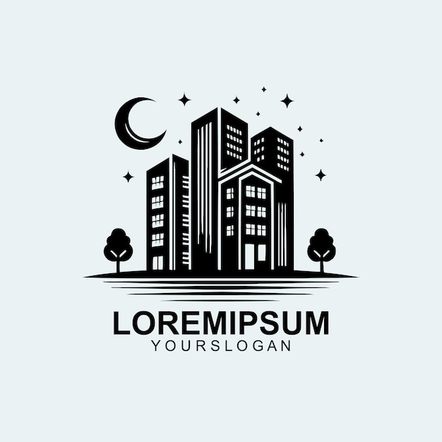 logotipo de edificio de la ciudad de bienes raíces