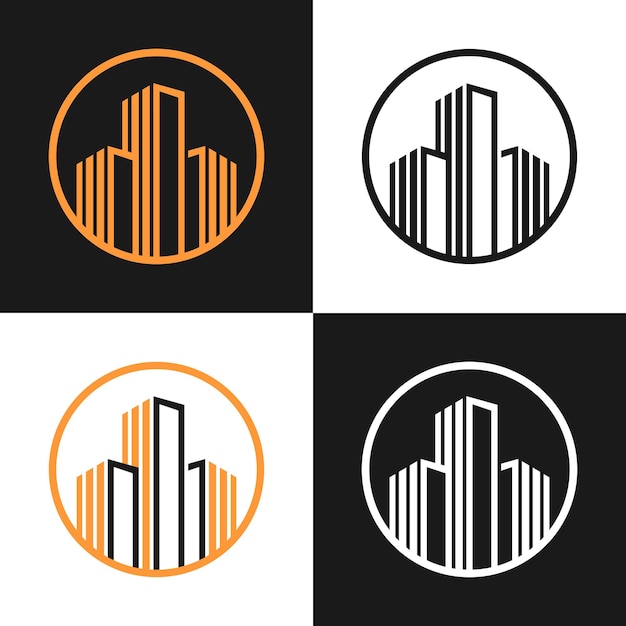 Logotipo del edificio de la ciudad moderna