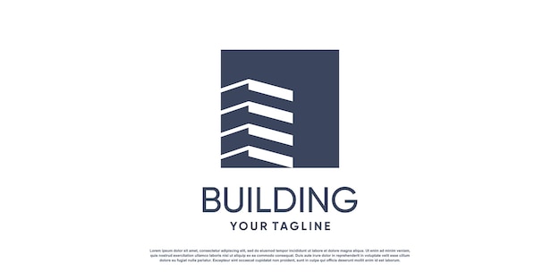Logotipo de edificio con concepto de elemento creativo Vector Premium