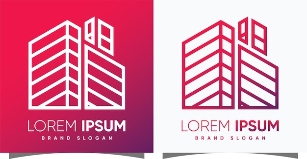 Logotipo de edificio con concepto de hogar y estilo moderno creativo vector premium