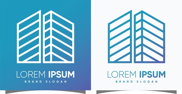 Logotipo de edificio con concepto de hogar y estilo moderno creativo vector premium