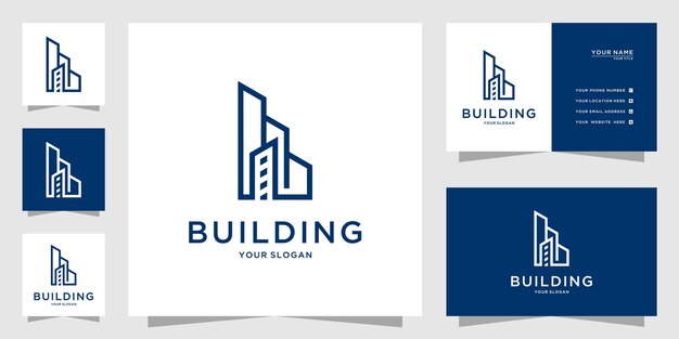 Logotipo de edificio elegante con concepto de arte de línea Resumen de edificio de ciudad para inspiración de logotipo