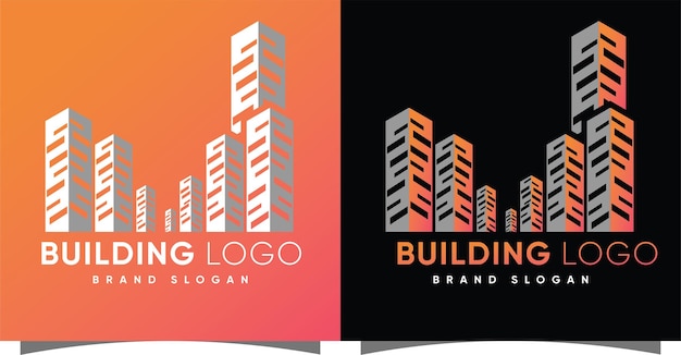 Logotipo de edificio con estilo moderno creativo Vector Premium