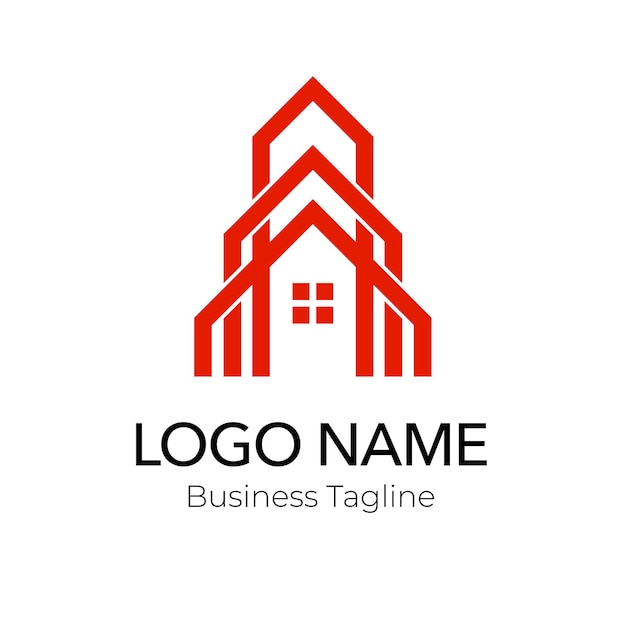 Logotipo Edificio inmobiliario Colección de plantillas de diseño comercial rojo