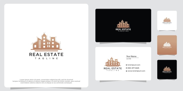 Logotipo de edificio inmobiliario y diseño de tarjeta de visita.