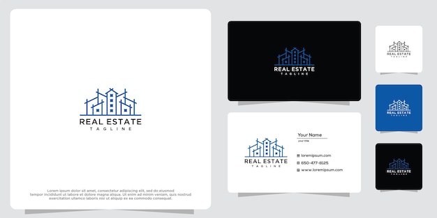 Logotipo de edificio inmobiliario y diseño de tarjeta de visita.