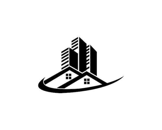 Logotipo de edificio y propiedad inmobiliaria de hogar minimalista creativo