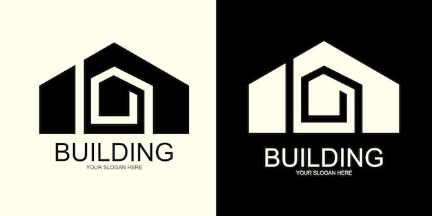 Logotipo de edificios con un concepto único para el país universal Arquitectura de edificios inmobiliarios