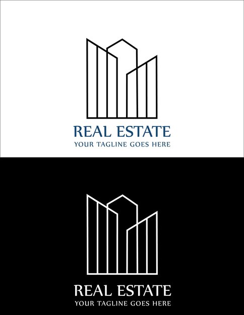 Logotipo de edificios inmobiliarios con formas geométricas