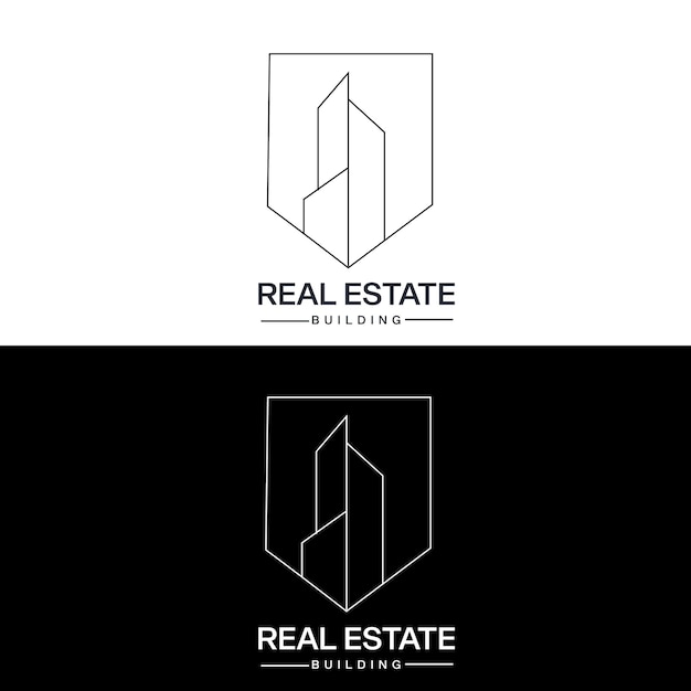 Logotipo de edificios inmobiliarios con formas geométricas
